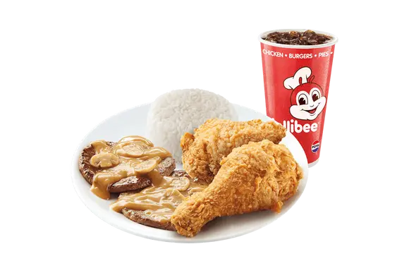 2pc Jolly Crispy Chicken w/ 2pc Burger Steak Side and Drink at Jollibee Canada